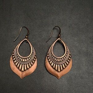 Embossed Copper Boho Earrings